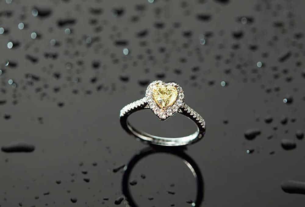 Yellow heart-shaped wedding ring from Gilletts Jewellers