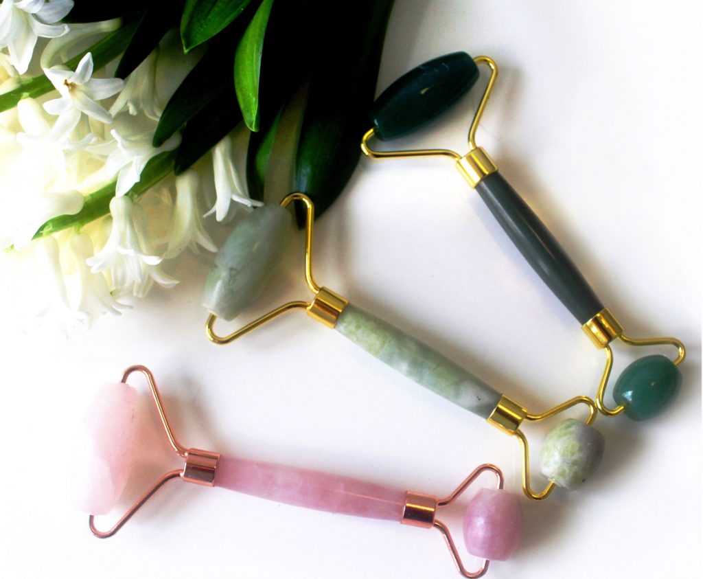 rose quartz and jade rollers from Indagare Natural Beauty