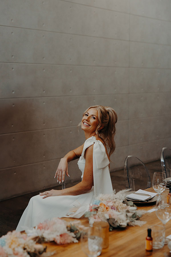 Zoe and Alex's beautiful Brisbane wedding ceremony at The Refinery