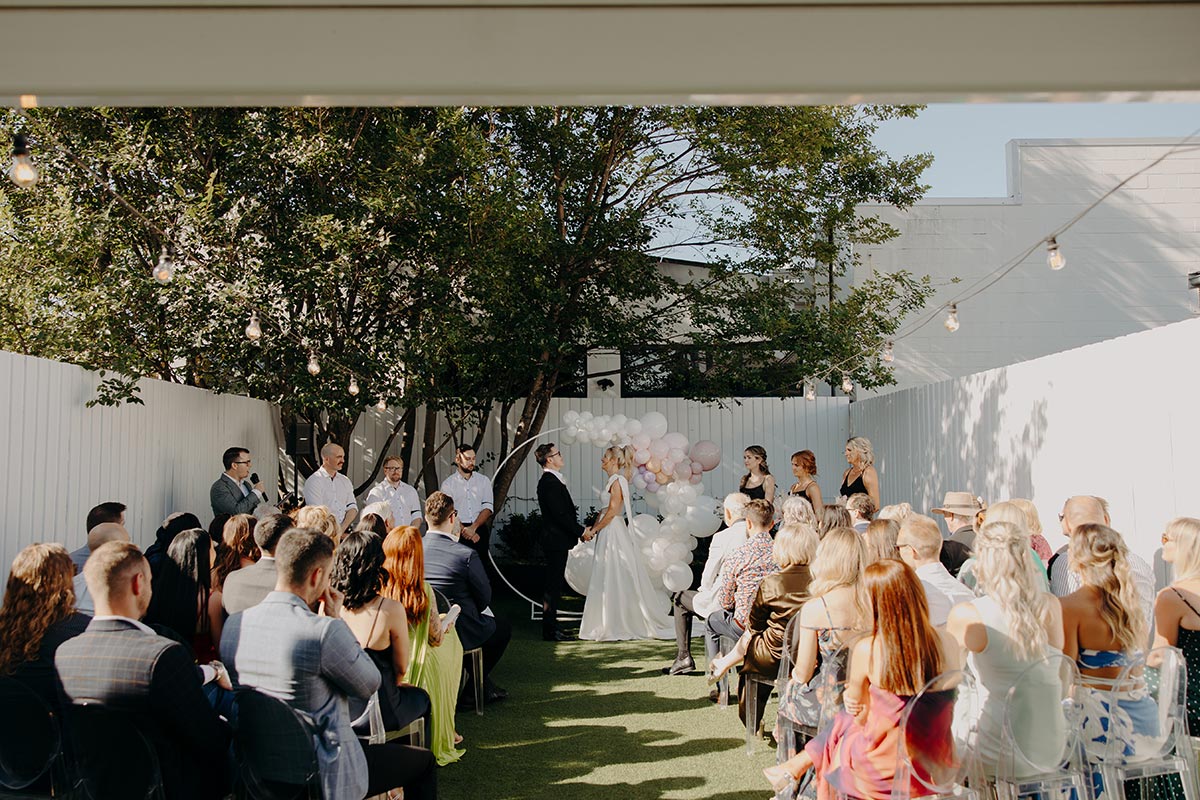 Zoe and Alex's beautiful Brisbane wedding ceremony at The Refinery