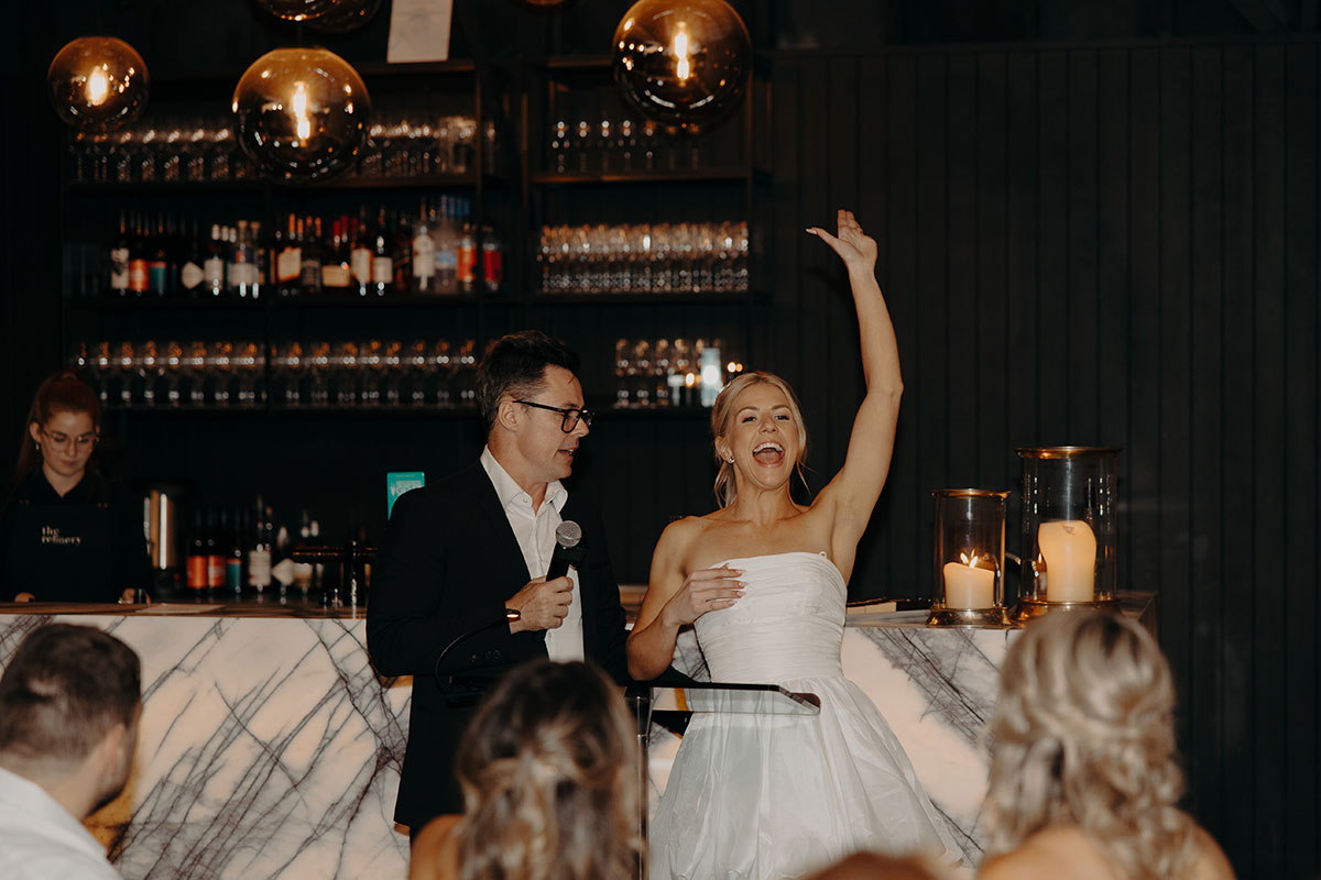 Zoe and Alex's beautiful Brisbane wedding ceremony at The Refinery